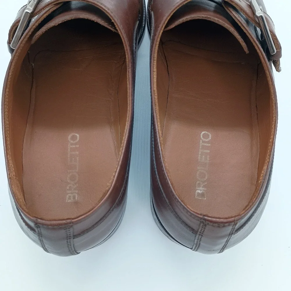 Broletto Mens Brown Leather Single Monk Strap Shoes Made in Italy 11.5 M - Picture 6 of 10